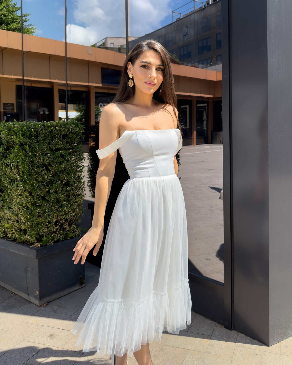 Rochie cununie civila cu corset reglabil și material premium.