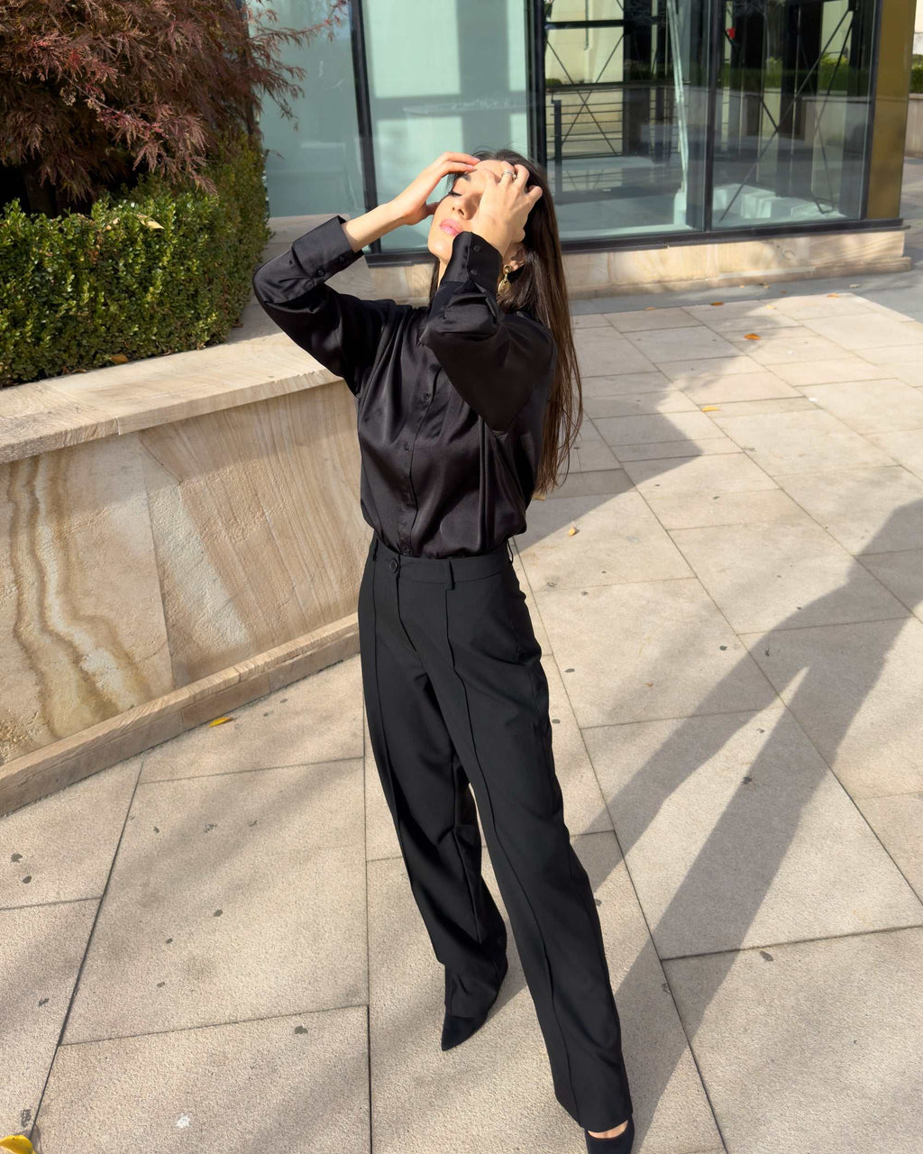 Pantaloni dama clasici drepți damă cu talie înaltă și croi office.