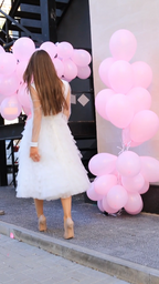 Civil wedding dress with neckline, sleeves and ruffles