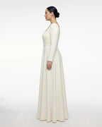 Classic wedding dress, square neckline, long sleeves 