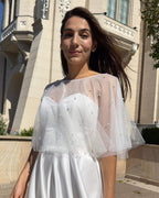 Tulle bolero/cape with pearls – delicate covering for wedding dresses 
