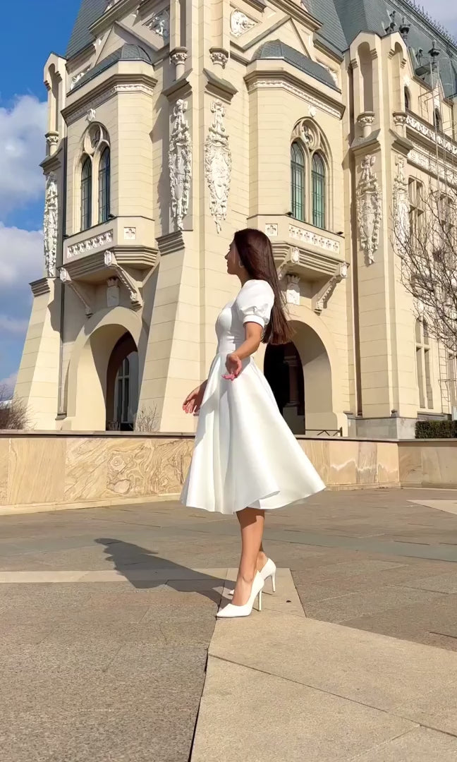 Elegant white civil wedding dress 